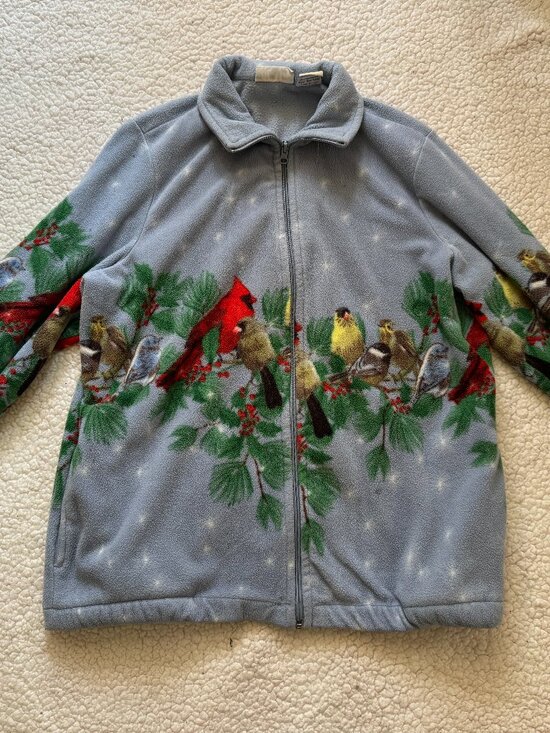 winter birds fleece jacket - Picture 1 of 5